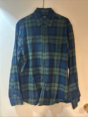 J. Crew Green & Blue Plaid Flannel
